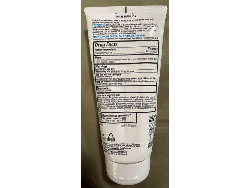 La Roche-Posay Eczema Soothing Relief Cream, 6.76 fl oz/200 mL
