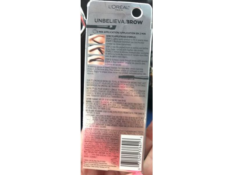L'Oreal Paris Unbelieva Brow Gel, Dark Brunette, 0.15 fl oz/4.5 mL