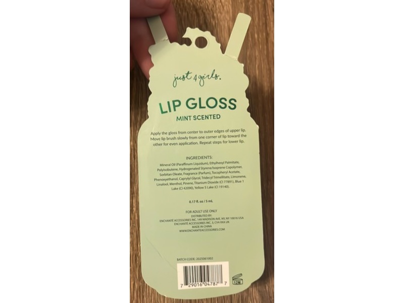 Just 4 Girls Berry Sweet Lip Gloss, Mint Scented, 0.17 fl oz/5 mL