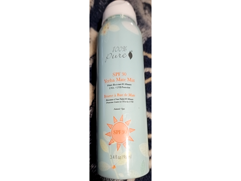 100% Pure Yerba Mate Mist, SPF 30, 3.4 fl oz/96 mL
