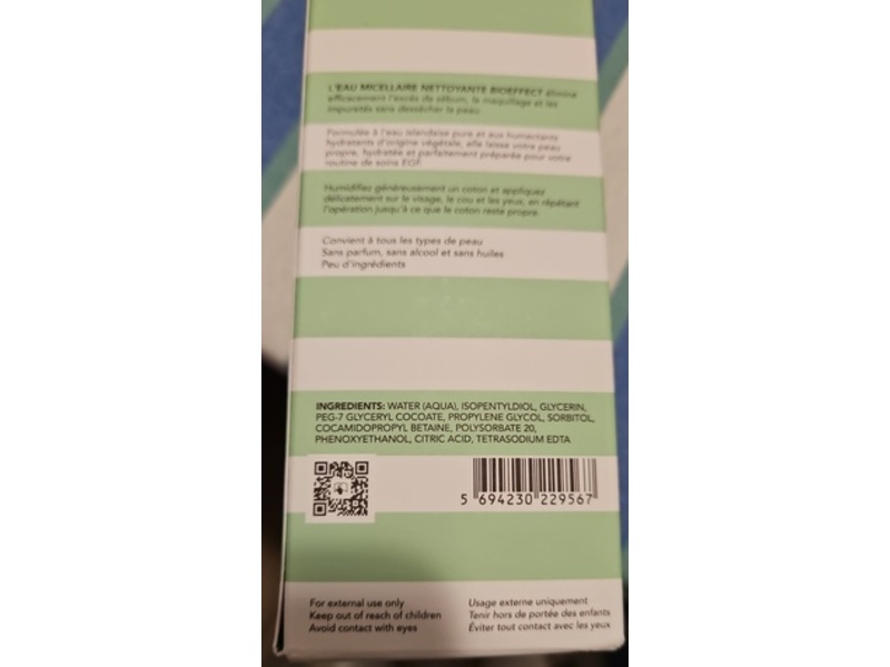 BioEffect Micellar Cleansing Water, Geologically Filtered Icelandic Water, 6.76 fl oz/200 mL