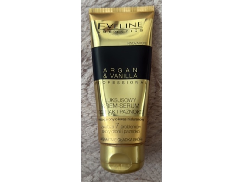 Eveline Luxury Hand & Nail Cream, Argan + Vanilla, 3.38 fl oz/100 mL