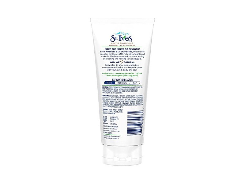 St. Ives Gentle Smoothing Oatmeal Scrub & Mask, Oatmeal 6 oz/150 mL