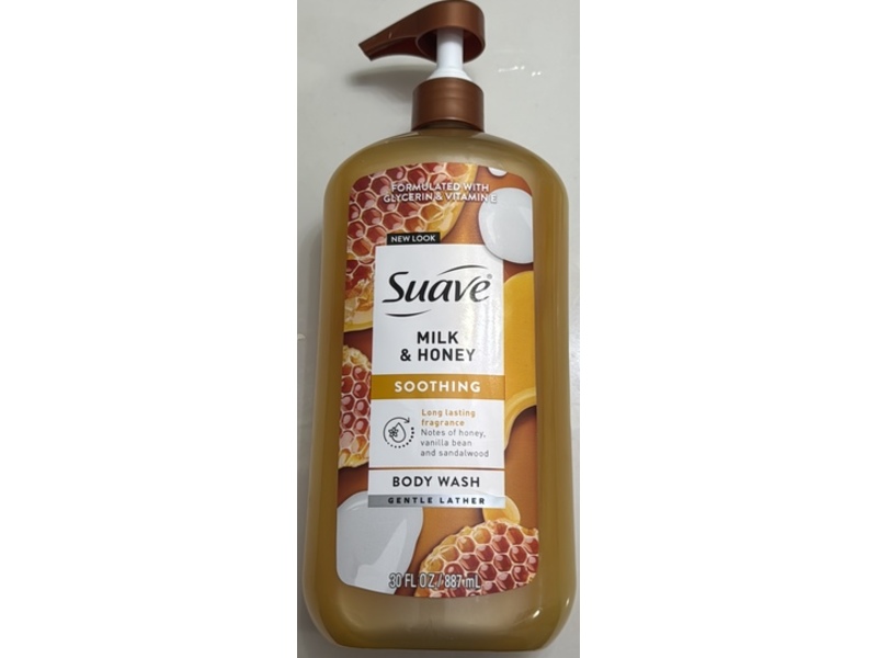 Suave Soothing Body Wash, Milk & Honey, 30 fl oz/887 mL