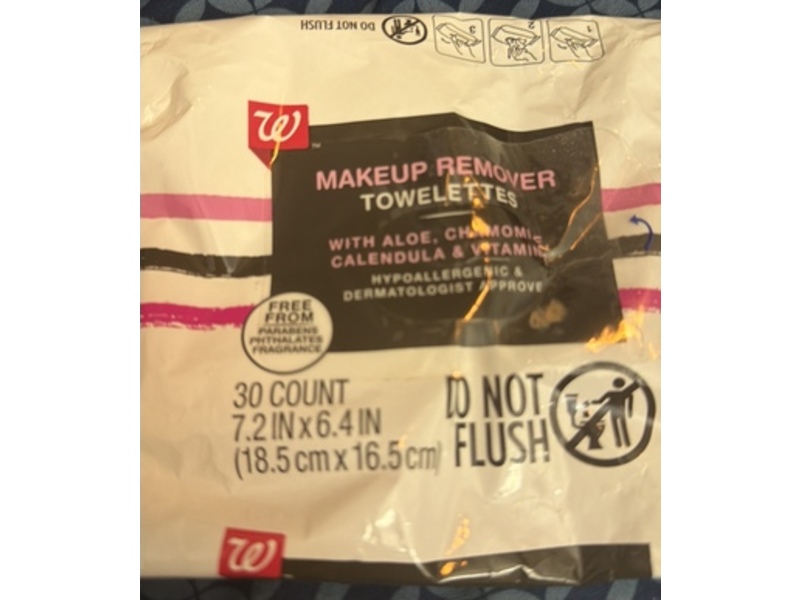 Walgreens Makeup Remover Towelettes, Aloe + Chamomile + Calendula + Vitamin E, 30 Count