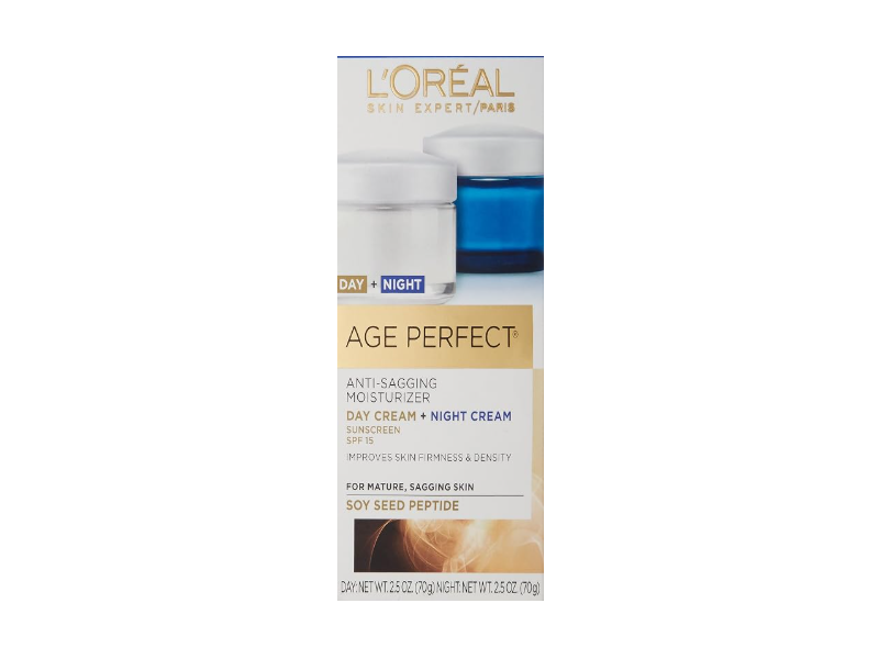 L'Oreal Paris Age Perfect Anti-Sagging Day Face Moisturizer + Night Cream Gift Set, SPF 15, 2.5 oz/70 g