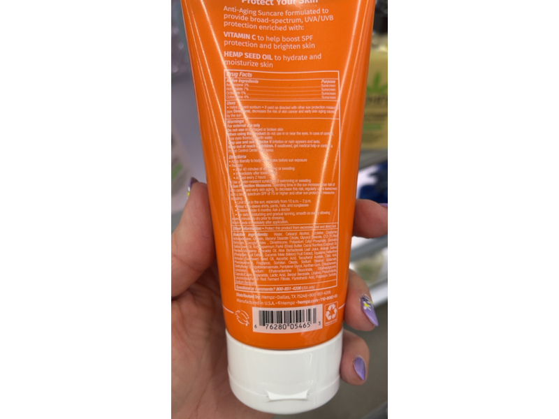 Hempz Herbal Body Ultimate Hydration Sunscreen, Sweet Pineapple & Honey Melon, SPF 30, 6 fl oz/177 mL