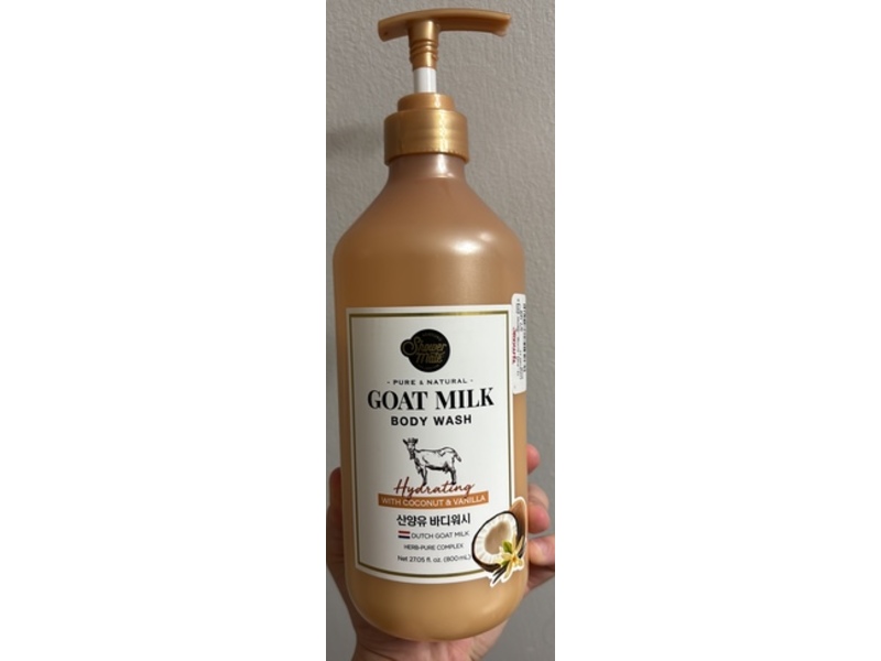 Shower Mate Goat Milk Body Wash, Hydrating Coconut & Vanilla, 27.05 fl oz/800 mL