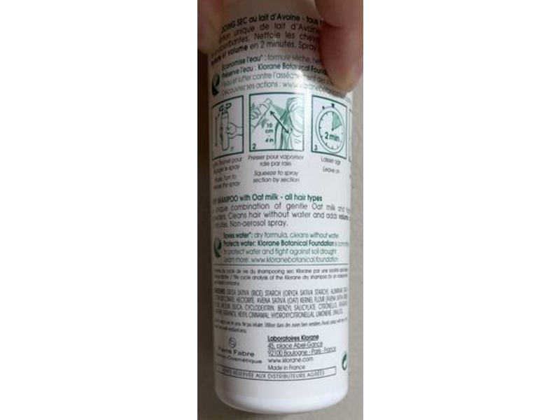 Klorane Dry Shampoo, Oat, 1.7 oz/50 g