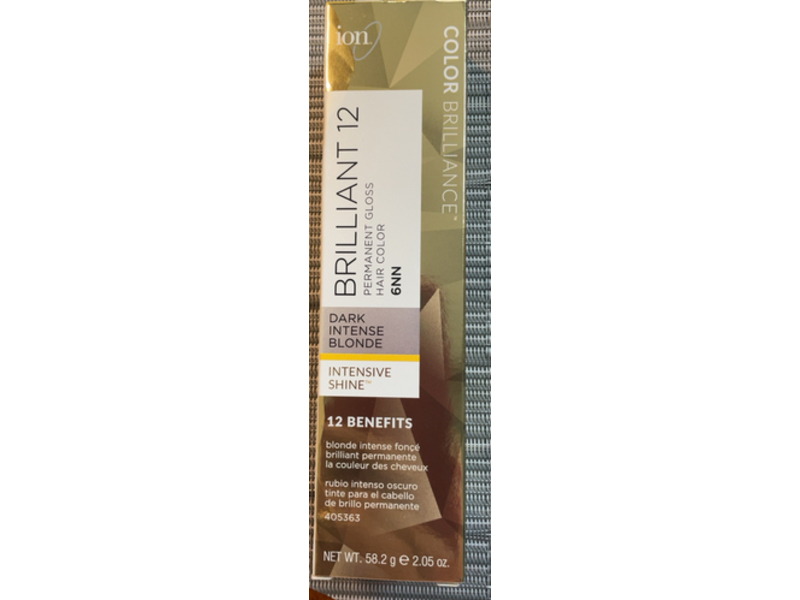 Ion Brilliant 12 Permanent Gloss Hair Color, Dark Intense Blonde, 6NN, 2.05 oz/58.2 g