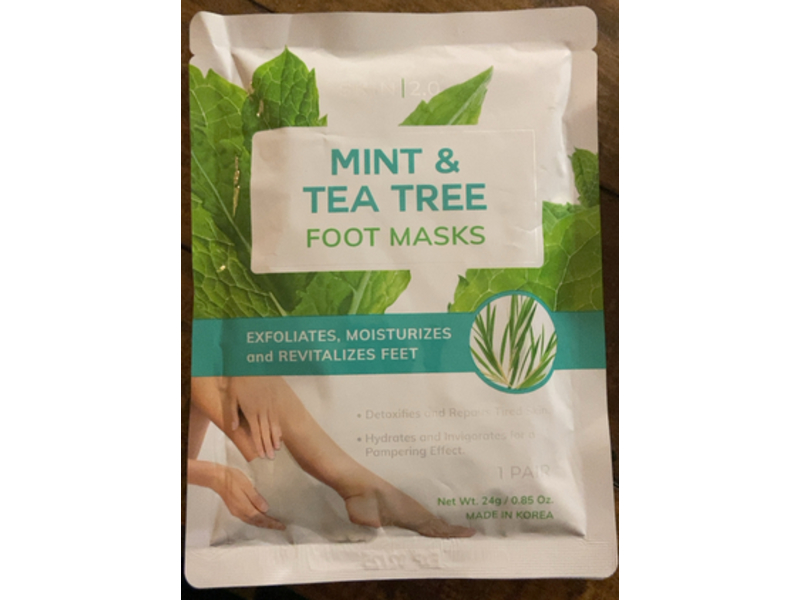 Skin 2.0 Foot Masks, Mint & Tea Tree, 0.85 oz/24 g, Pack Of 3