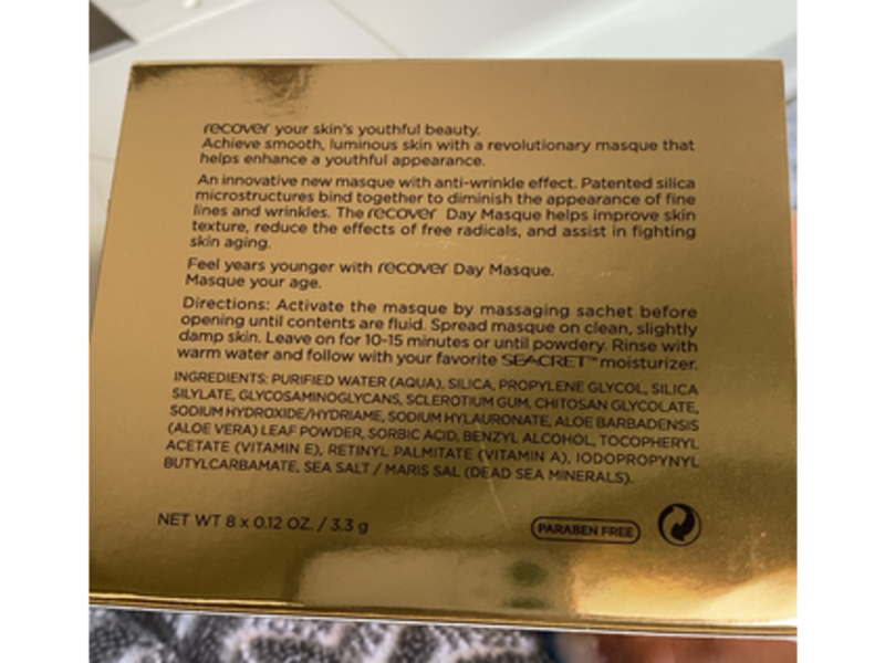 Seacret Recover Day Masque, 0.12 oz/3.3 g, Pack Of 8