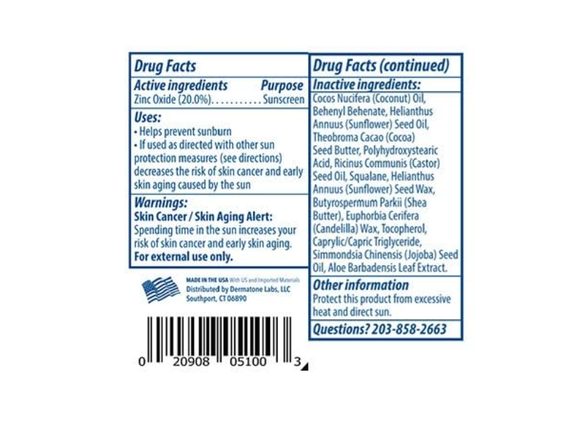 Dermatone Mineral Sunscreen Stick, SPF 50, 0.5 oz/14 g