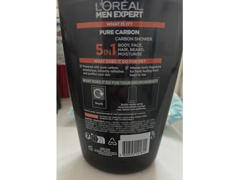 L'oreal Paris Men Expert Pure Carbon Shower Gel, 1 L