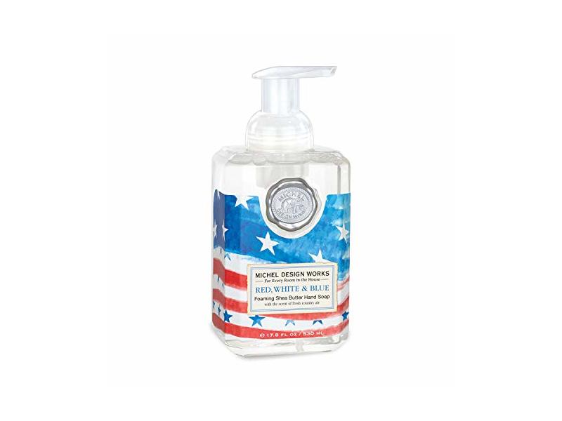 Michel Design Works Foaming Shea Butter Hand Soap, Red, White & Blue, 17.8 fl oz/530 mL