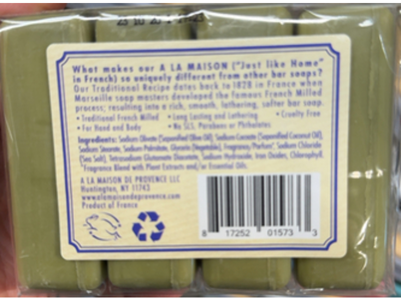 A La Maison Hand & Body Bar Soap, Lavender Rosemary Olive Oil, 3.5 oz/100 g, Pack Of 4