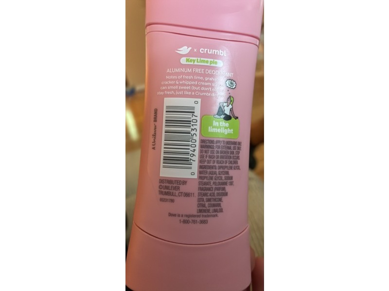 Dove x Crumbl Deodorant, Key Lime Pie, 2.6 oz