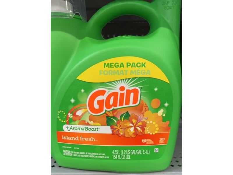 Gain + Aroma Boost Laundry Detergent, Island Fresh, 107 Loads, 154 fl oz/4.55 L