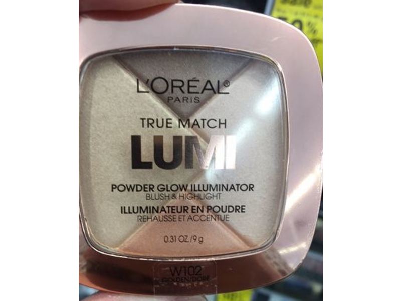 L'Oreal Paris True Match Lumi Powder Glow Illuminator, W102 Golden, 0.31 oz/9 g
