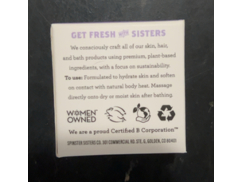 Spinster Sisters Body Butter Bar, Lavender, 0.5 oz/14 g