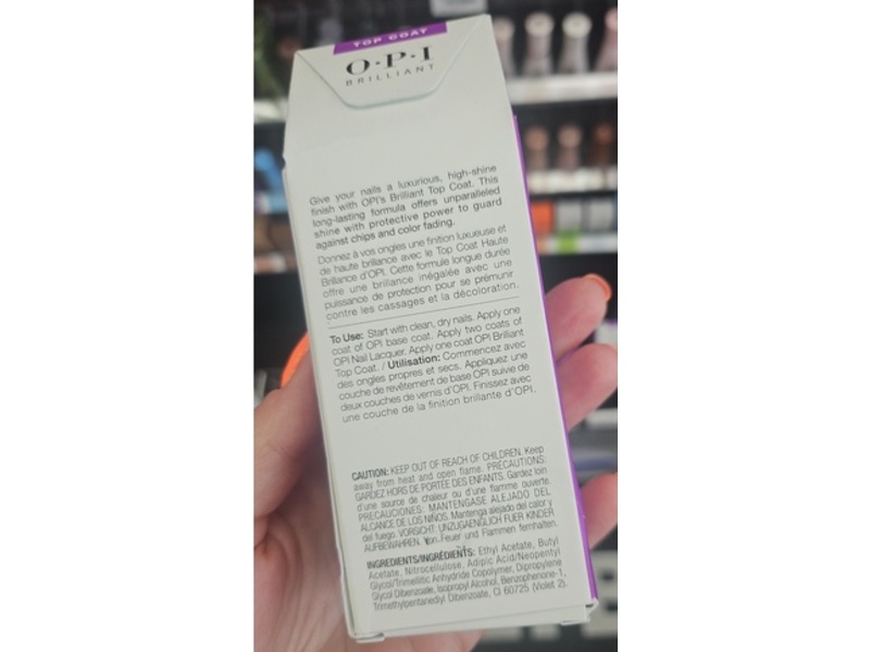 OPI Brilliant High-Shine Top Coat, 0.5 fl oz/15 mL