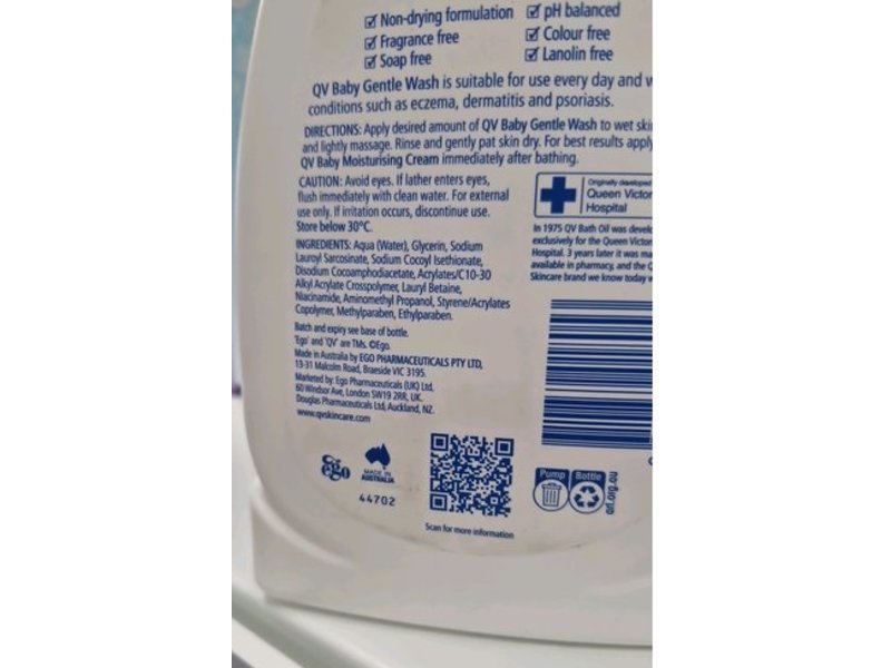 QV Skincare Ego Baby Gentle Wash, 500 g