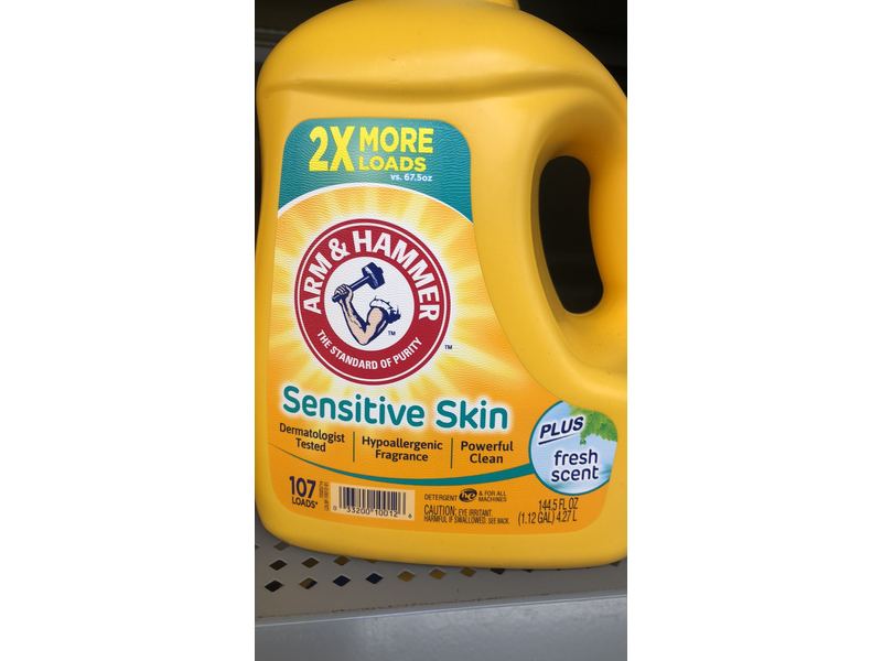 Arm & Hammer Sensitive Skin Plus Fresh Scent Liquid Laundry Detergent, 144.5 fl oz/107 loads