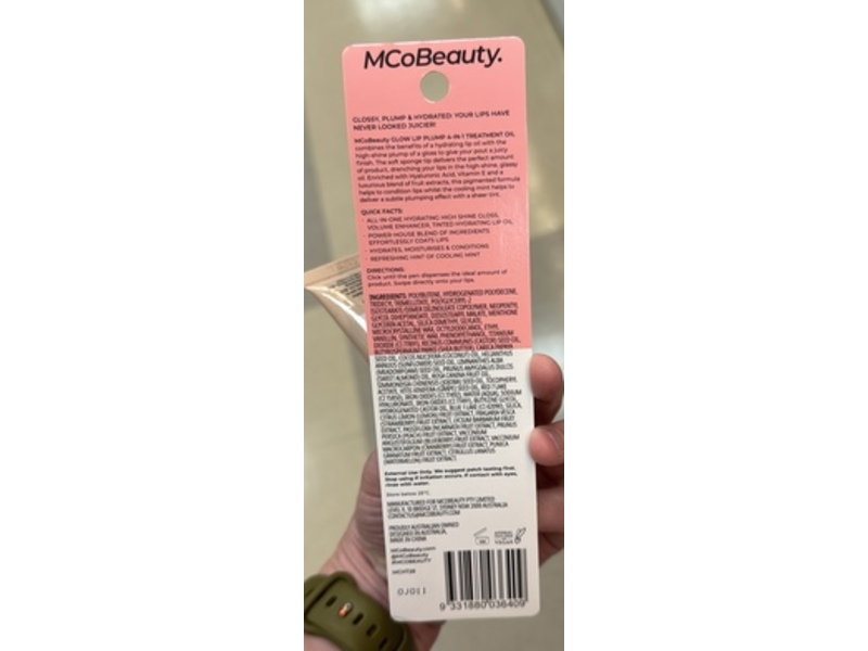 McoBeauty Glow Lip Plump 4 In 1 Treatment Oil, Amelia, 0.088 oz/2.5 g