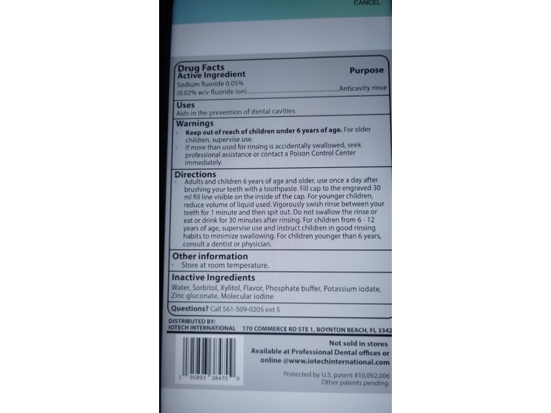 ioRinse AC Anticavity Fluoride Mouth Rinse, Mint Flavor, 33.8 fl oz/1 L