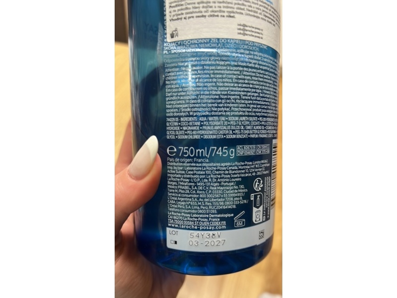 La Roche-Posay Shower Gel, Lipikar Gel Lavant, 750 mL