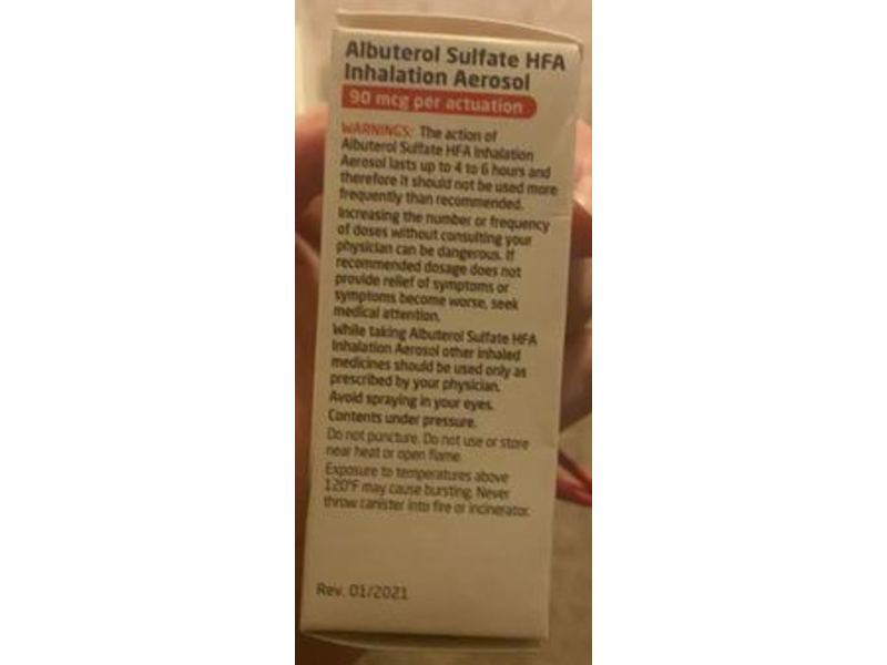 Albuterol Sulfate Hfa Inhalation Aerosol, 8.5 g Teva
