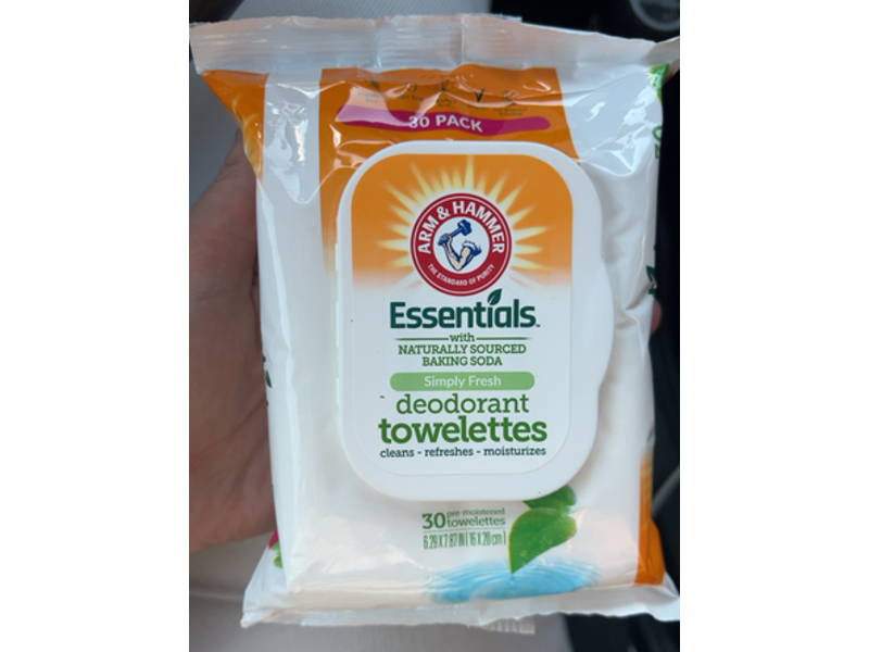 Arm & Hammer Deodorant Towelettes, Simply Fresh, 30 Wipes