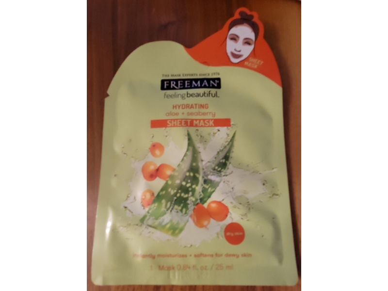 Freeman Hydrating Sheet Mask, Aloe + Seaberry, 0.8 fl oz/25 mL