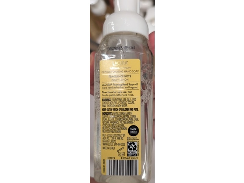 Lacura Aromatherapy Gentle Foaming Hand Soap, Sparkling Lemon, 8.75 fl oz/259 mL