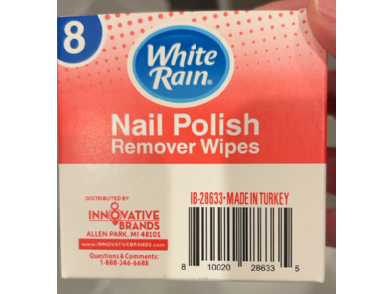 White Rain Nail Polish Remover Wipes, 8 Count