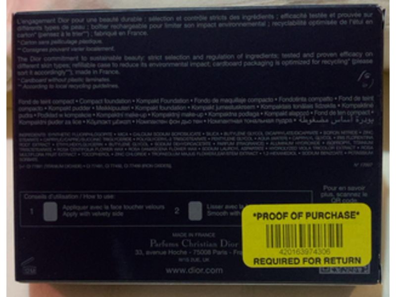 Dior Forever Natural Velvet Compact Foundation, 1N Neutral, 0.35 oz/ 10 g