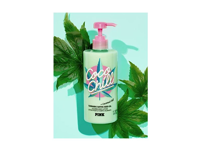 Victoria's Secret Coco Chill Calming Body Lotion, Pink, Cannabis Sativa Seed Oil, 34 fl oz/414 mL