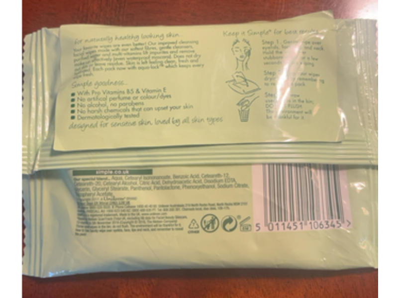 Simple Kind To Skin Cleansing Facial Wipes, 7 Count