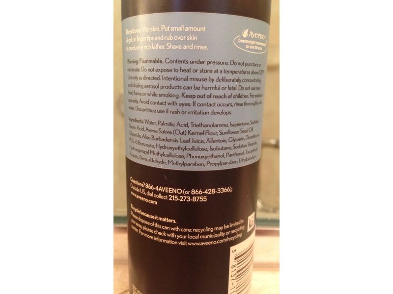 Aveeno Active Naturals Men's Shave Gel, Fragrance Free, 7 oz (Pack of 6)