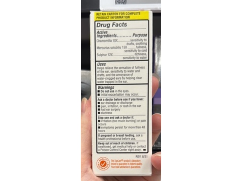 Topcare Ear Relief Ear Drops, 0.4 fl oz/12 mL