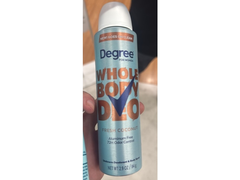 Degree Whole Body Deodorant & Body Spray, Fresh Coconut, 2.9 oz/84 g