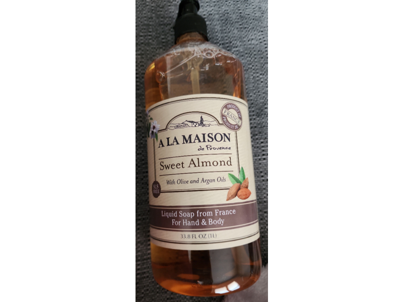 A La Maison Sweet Almond Liquid Soap, Olive & Argan Oils, 33.8 fl oz/1 L