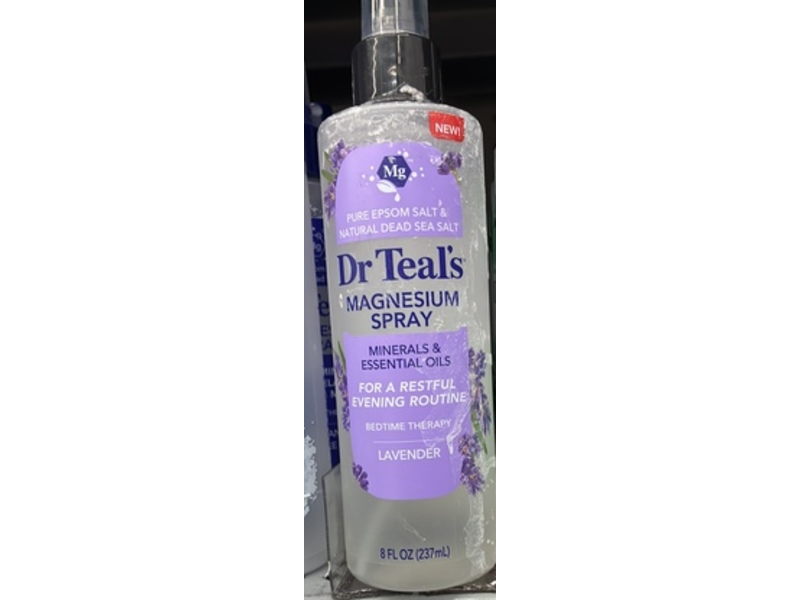 Dr Teal's Magnesium Spray, Lavender, Pure Epsom Salt & Natural Dead Sea Salt, 8 fl oz/237 mL
