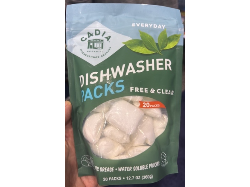 Cadia Everyday Dishwasher Packs, Free & Clear, 12.7 oz/360 g, 20 Count