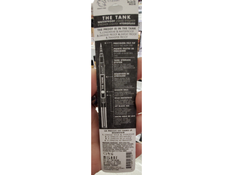 Milani Stay Put Tank Liquid Eyeliner, 110 Black Noir, 0.019 fl oz/0.55 mL