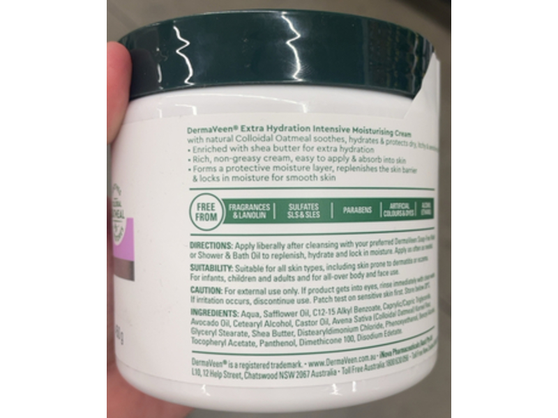 DermaVeen Extra Gentle Intensive Moisturizer Cream, 450 g