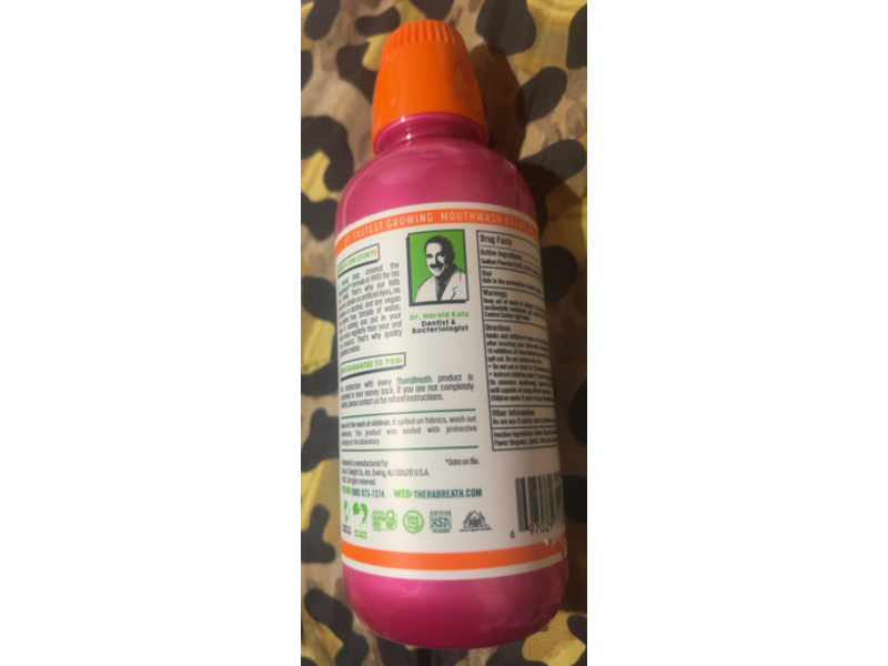 TheraBreath Kids Anticavity Fluoride Oral Rinse, Strawberry Splash, 16 fl oz/473 mL