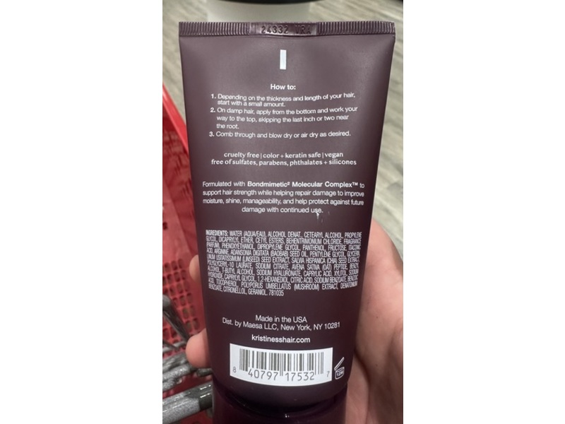 Kristin Ess+ Bond Recovery Leave-In Hair Treatment, Peptide Restore, 5 fl oz/150 mL