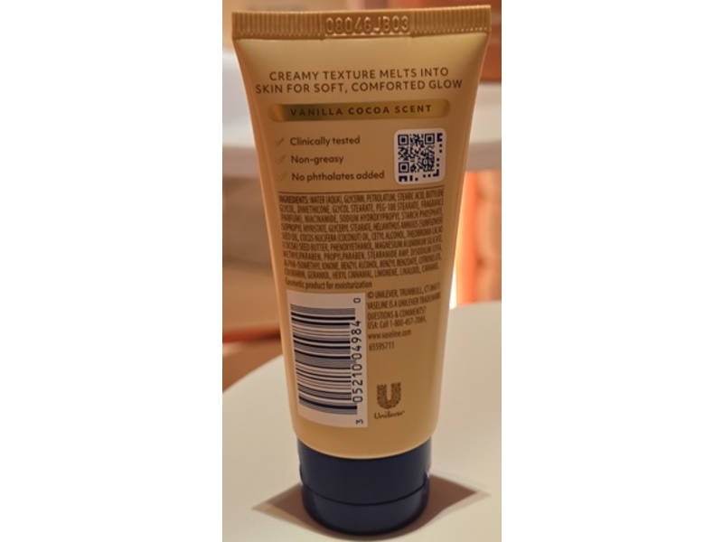 Vaseline Vanilla Comfort 72Hr Moisture Ultra-Hydrating Lipids Lotion, Vanilla Cocoa Scent, 2 fl oz/60 mL