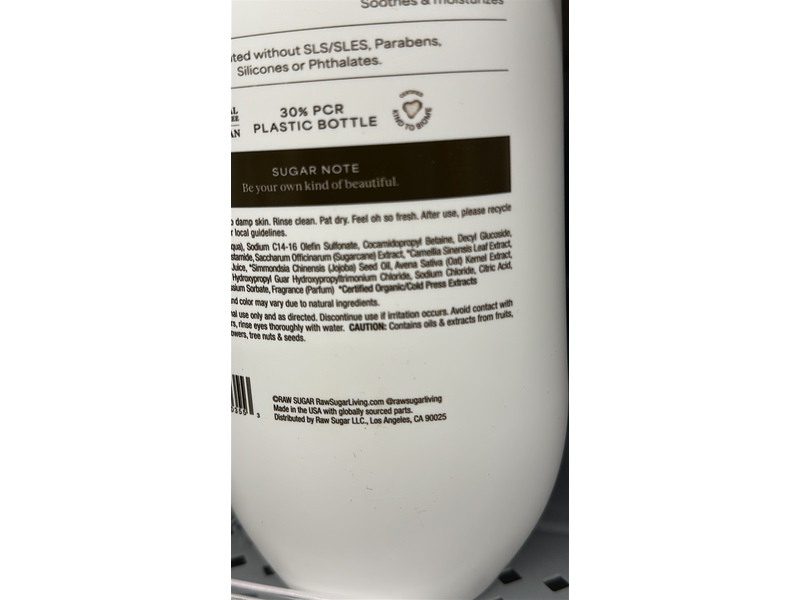 Raw Sugar Gentle & Hydrating Body Wash, Green Tea & Aloe, 30 fl oz/887 mL